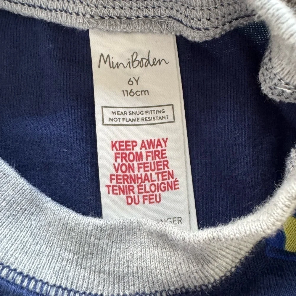 MINI BODEN Cozy Long John Fitted Pajama Top 6 yr